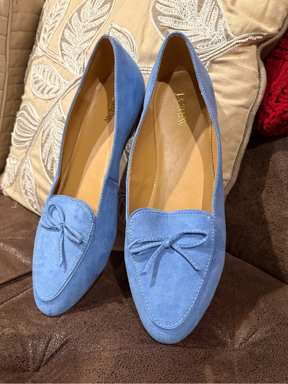 💖SPOTLIGHT💖NWOT J. Crew Factory Light Blue Suede Bow Loafers